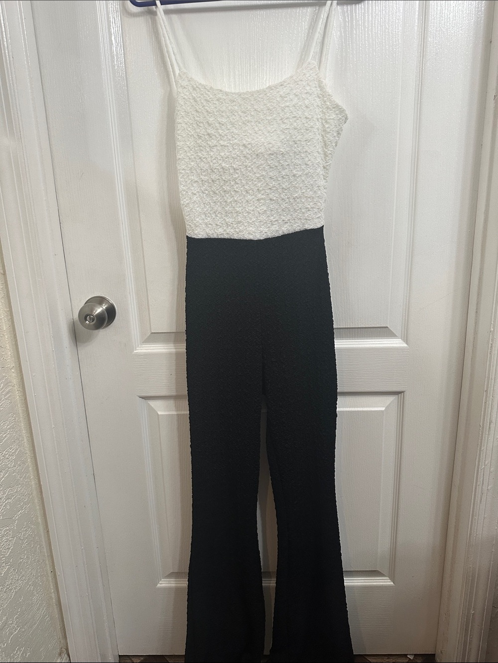 AKIRA Two-Tone Spaghetti Strap Jumpsuit - White & Black